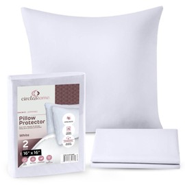 CIRCLESHOME Throw Pillow Protectors - 100% Cotton Breathable Pillowcases - 16 X 16 Square Pillowcases - Protects Pillows from Dirt, Dust and Debris (Square Pillow - 2 Pack- 16x16)