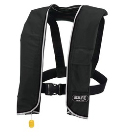 Manual Inflatable Life Jacket, Shoulder Type, Ocean LG-3 Type, MI, Ministry of Transport, Type A Certified, Cherry Blossom Mark, Life Vest, Floating Vest, Fishing (Black)