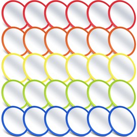 Dandat 30 Pcs Small Mirrors for Kids Toddler 6 x 6 Inches Round Plastic Safe Shatter Proof Mirrors for Classroom Preschool Bath Facial Expression Practice (Multicolor)