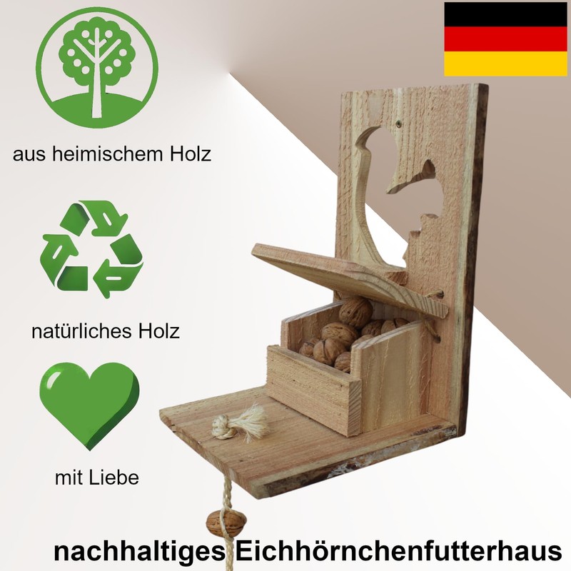 Squirrel Feeder with Flap - Animal Friendly Extra Large Wooden