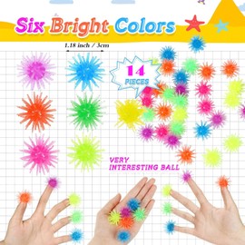 Glow in The Dark, Springknete, 14 Wandkrabbler in PET-Röhre, Leuchten im Dunkeln (Blau, Lila, Orange, Gelb, Grün, Rosa) - Klebrige Creeblers, Antistress Fidget, Heros für Kinder