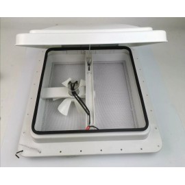 espeedpro21 14" RV 12V Trailer Roof Vent Complete Fan w/ 6"Blades White Lid Interior Garnish