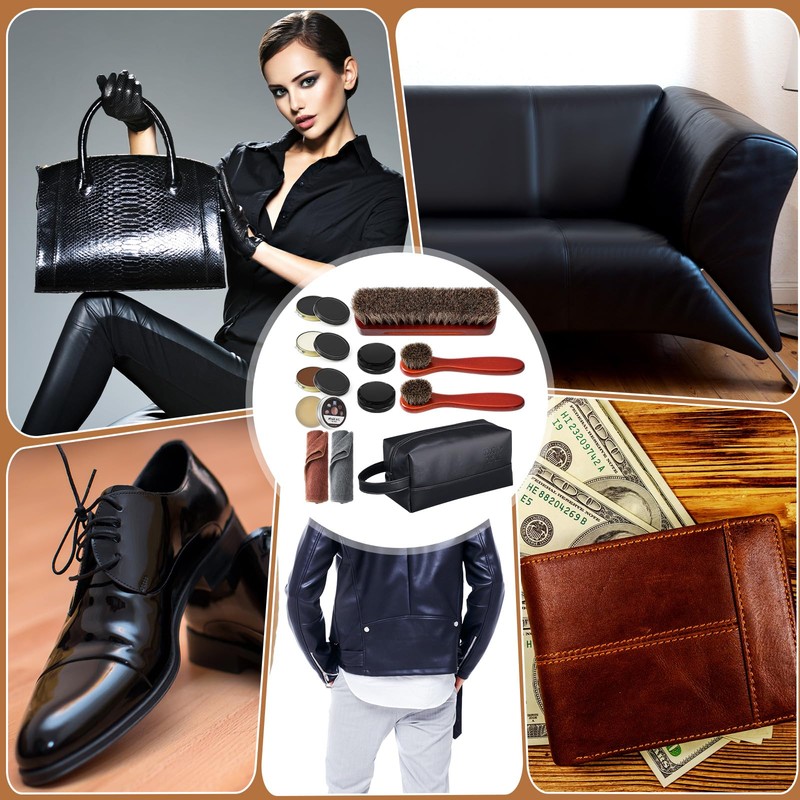 13 Pcs Shoe Polish Kit, Leather Boot Care Kit for