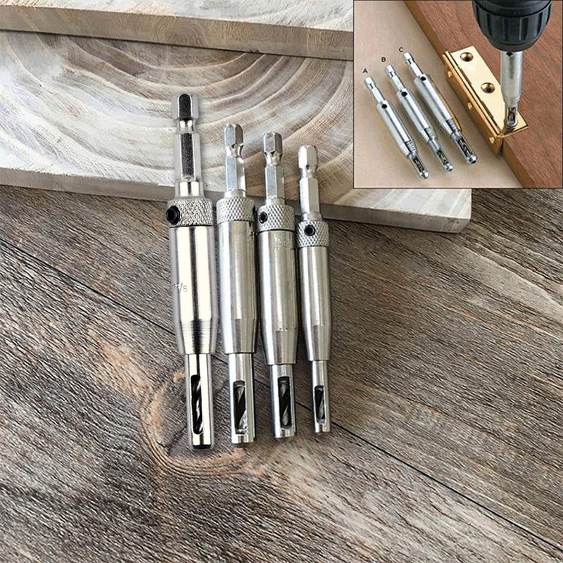 4PCS High Speed Steel Self Centering Hinge Pilot Hole Drill