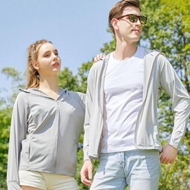 Unisex windbreaker, hiking jumper, hooded zip-up jumper, sunshade, camping, ultralight Outdoor Sky/L (FREE)