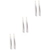 Baluue 3sets Stainless Steel Eyebrow Tweezers Clamps Flat Oblique Mouth
