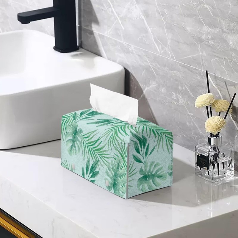 COEQINE Tissue Box Cover Rectangular,Summer Hawaiian Style Theme Tissue Box