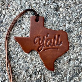 Air Flair | Leather Car Air Freshener | Texas Shape | Y'all (Leather Scent)