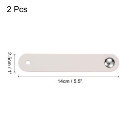 sourcing map 2 Packs Leather Drawer Pulls, Single Hole Leather Drawer Knobs Furniture Dresser Handles Pulls with Screws for Dressers Drawers Closet Kitchen Cupboard, Cream/Silver