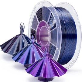 ZIRO PLA Filament 1.75mm, Silk Multicolors 3D Printer Filament,Color Change by Angle,Shiny Tri-colors 3-in-1 Chrome, Dimensional Accuracy +/-0.03mm, Fit Most FDM Printer,1KG Spool, Indigo Satin(Silky)