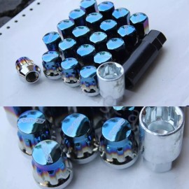Unbranded Wheel Rim Lug Nuts M12X1.25 Burning Blue Style Bolts R Style For Nissan Subaru