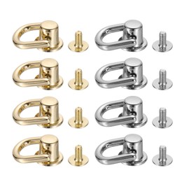 uxcell 8 Pieces Ball Post Head Button Studs with D Ring Stud Screw Rivets for DIY Leather Craft Bag Strap, Gold Tone, Silver Tone