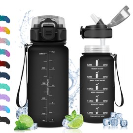 Vikaster Sports Water Bottle with Straw, 500 ml, Leak-Proof, BPA-Free, Sports Bottle for School, Camping, Yoga, Gym, Outdoors