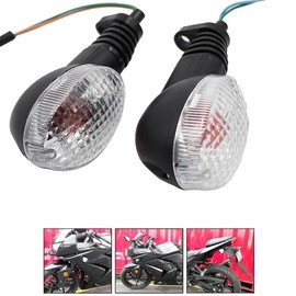 motoparty Motorcycle Turn Signals For KAWASAKI EX250R NINJA 250R KLX250S KLX250SF VN650 Vulcan S Front/Rear Turn Signal Indicator Light Blinker Lamp Motorcycle,(Transparent Shell)