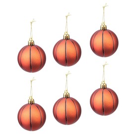 TOYANDONA Pack of 6 Christmas Tree Decorations Christmas Baubles Basketball Tree Decoration Christmas Tree Baubles Plastic Christmas Hanging Ornament Sport Theme Christmas Decoration for Sports Lovers