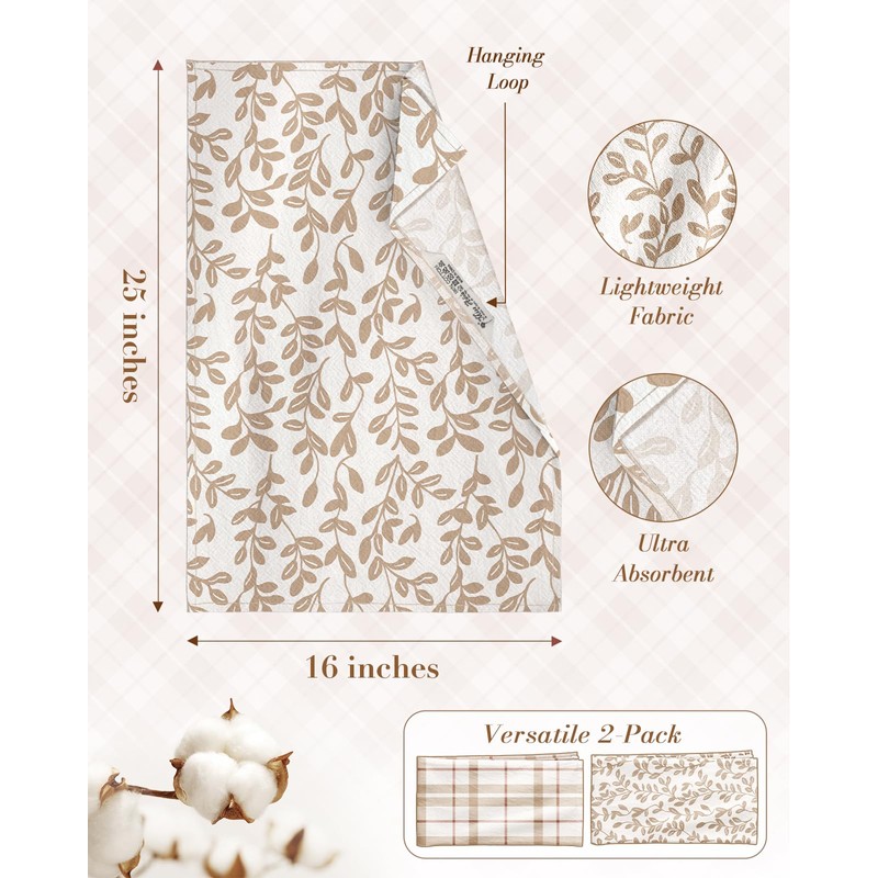 Miss Adola 2pcs 150GSM Flour Sack Kitchen Towels, Botanical Floral