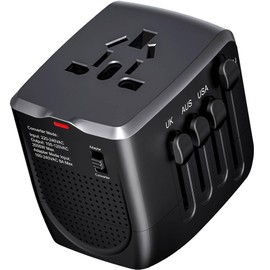 International Travel Adapter Voltage Converter Steps Down 220V to 110V for Cell Phones, Laptops, and Curling Irons, US to UK, Europe, Australia, and More Than 200 Countries(Black)