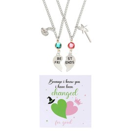 LUOKIFUR 2 Matching Friendship Necklaces, Matching Witch BFF Necklaces for Best Friends, Accessories, Jewellery, Gifts, Metal, No Gemstone