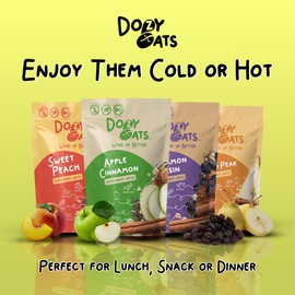 Dozy Oats Vegan/No Added Sugar Overnight Oats 12-Pack - 3 Apple Cinnamon, 3 Cinnamon Raisin, 3 Sweet Peach, 3 Spiced Pear + A Free Dozy Jar with 1st time orders. Enjoy Cold or Heated Up.