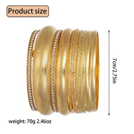 AMBEERT 11 PCS Gold Bangle, Gold Bangle For Women, Fashionable Wide Wrist Bracelets Stack Statement Bangles Fashion Jewellery Gift, or Mother's Day Valentine's Day Wedding Couples