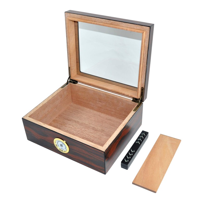 DUCIHBA Cigar Humidors Storage 25-50 Cuba Cigars Case, Tempered Glass