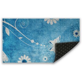 Mogifedc Groovy Butterfly Floral Door Mat, Indoor Outdoor Patio Mats Entrance Door Mats Non-Slip Outside Inside Floor Mat Rugs for Home Decor 17x30 Inch，House Warming Gift