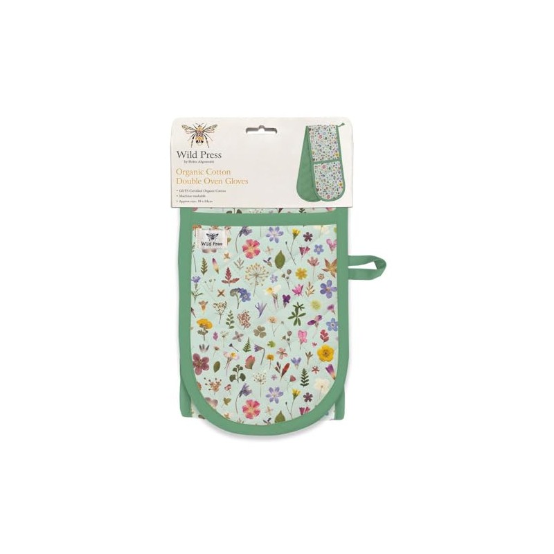 Double Oven Gloves - Organic Cotton - Floral Design -