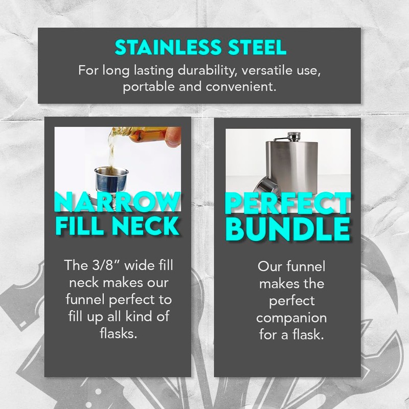 SE Stainless Steel Funnel for Flasks Bottles and Mini Bottles,