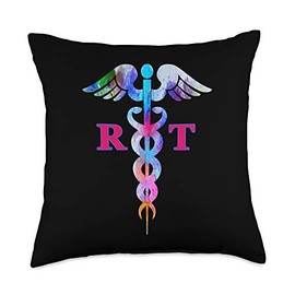 Respiratory Therapy Lung Doctor Gifts Men Women RT Respiratory Therapist Caduceus Lung Specialist Gift Idea Throw Pillow, 18x18, Multicolor