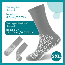 Taiyin 6 Pair Double Sided Tread Non Slip Socks Hospital Socks Slip Stopping Safety Fall Prevention for Bariatric (Gray,XXX-Large)