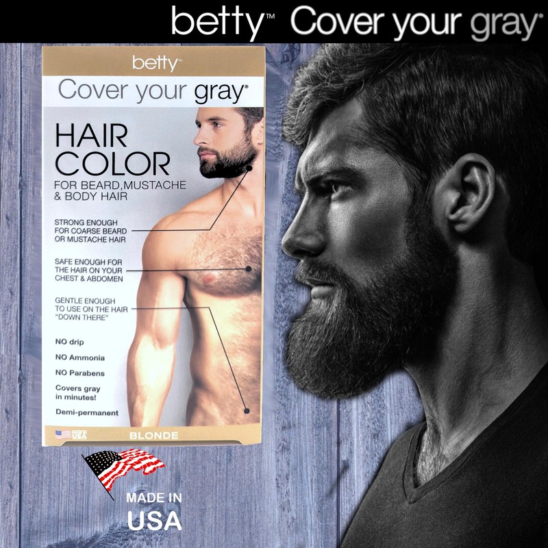 Betty Cover Your Gray Mens Hair Color for Beard, Mustache