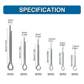 VooGenzek 180 PCS 6 Sizes Cotter Pins Assorted Kit, Heavy Duty Zinc Plated Cotter Pin, Split Pins, for Automotive, Mechanics, Car Garage, Workshop