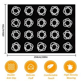 Black Classroom Rug with White Circles Abstract, Educational Area Rug, 6×8.4ft Large Carpet for Kids Room/Playroom/Elementary/Daycare/Preschool, Seats 20