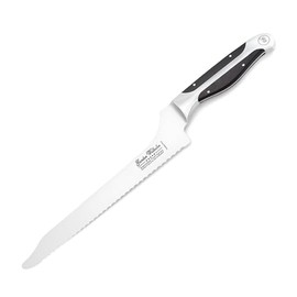 Gunter Wilhelm 9.5 Inch Offset Bread Knife – Premium German Steel Serrated Blade – Full Triple Tang – Ergonomic Black ABS Handle – Ideal for Bread, Bagels, and Fruits – EXECUTIVE Chef II Series