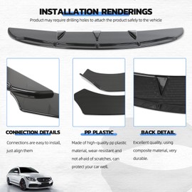 Universal Car Front Bumper Lip Kit Chin Spoiler Diffuser Protector Compatible for Toyota Corolla Camry Honda Civic Accord Ford Focus Nissan Altima Hyundai Elantra and More (Black)