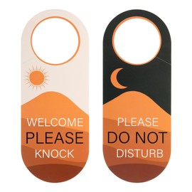 PATIKIL Do Not Disturb Door Hanger Sign 9x3.5 Inch, 2 Pcs Double Sided Welcome Please Knock on Back Side for Office Meeting Hotel Home Bedroom Sleeping