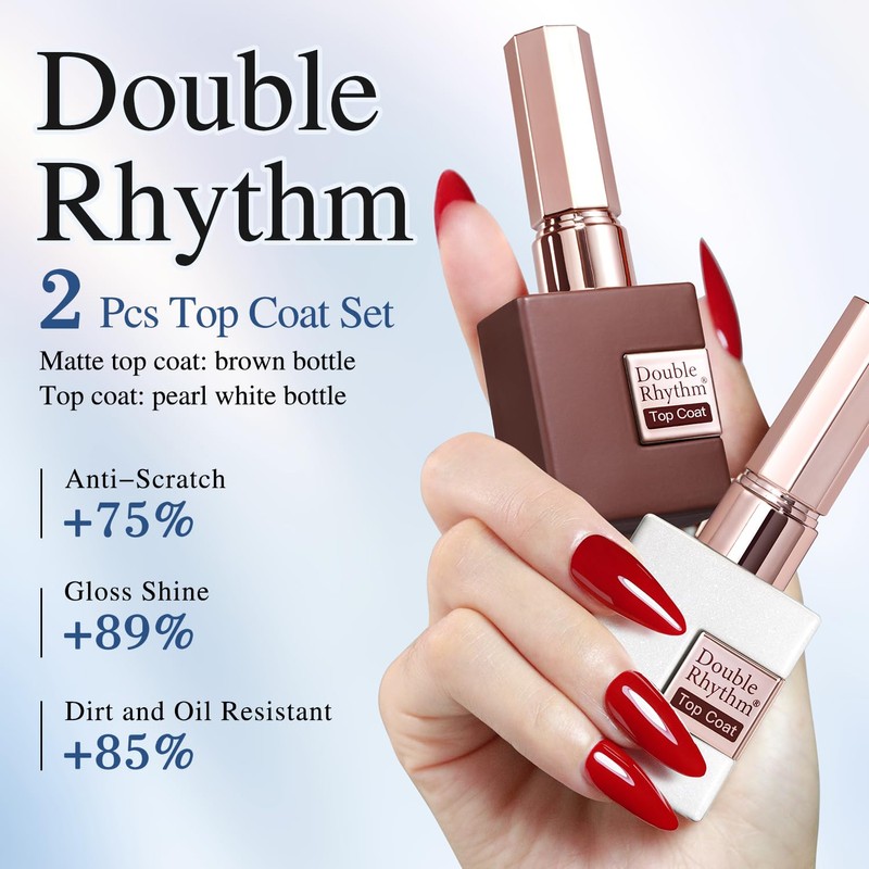 Double Rhythm 2 Pcs 15ML No Wipe Gel Top Coat