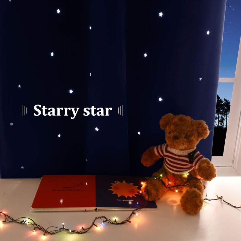 NICETOWN Blackout Curtains for Bedroom, Star Cutout Theme Window Treatments,