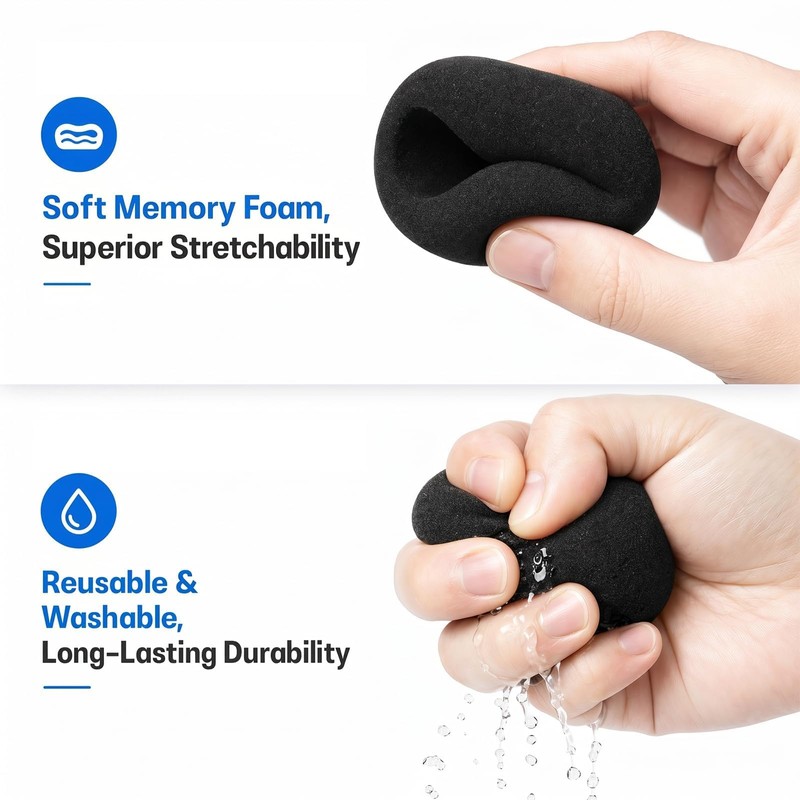 Foam Microphone Cover, 2Pcs Black Headset Mic Windscreen Covers, Soft
