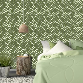 HAOKHOME Sage Green Peel and Stick Wallpaper Boho Modern Dots Wall Paper Removable for Bedroom Green/White Contact Paper 17.3in x 32.8ft