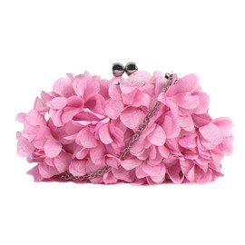 Milya Women's Clutch Flowers Elegant Bridal Bag Wedding Party Dress Bag Evening Bag Handbag with Chain Kiss Lock, A-pink