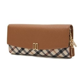 Daks (신세계강남점)DCWA5E421W2 VICTORIA 브라운 체크배색 DD로고 장지갑 (Shinsegae Gangnam) DCWA5E421W2 VICTORIA Brown Check Pattern DD Logo Long Wallet