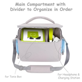 Bevegekos Carrying Case Bag for Toniebox Starter Set, Tonies Figures, Charging Station & Headphones (Grey, Medium), YXB011M-GR