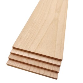 Hardwood Edge Alder Hardwood Planks - 4-Pack Alder Wood for Unfinished Crafts - 1/4' (6mm) 100% Pure Hardwood - Laser Engraving Blanks