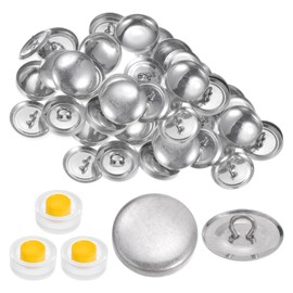 QUARKZMAN 30 Sets Self-Cover Button Set 28L 0.75 Inch 19 mm with Wire Back Aluminium Buttons for Covering Fabric Button Maker Cover Buttons Set with Tools for DIY Fabric Home Decor Sewing
