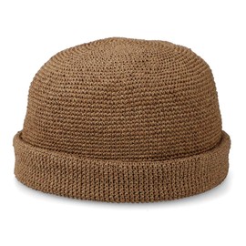 Basic Ench Paper Roll Cap Fisherman Roll Cap, Anti-stuffy, Straw Paper, Straw, Natural, No Brim, Cap, Hat, Unique Sag Cap, Spring and Summer, Men's, Women's, Braun