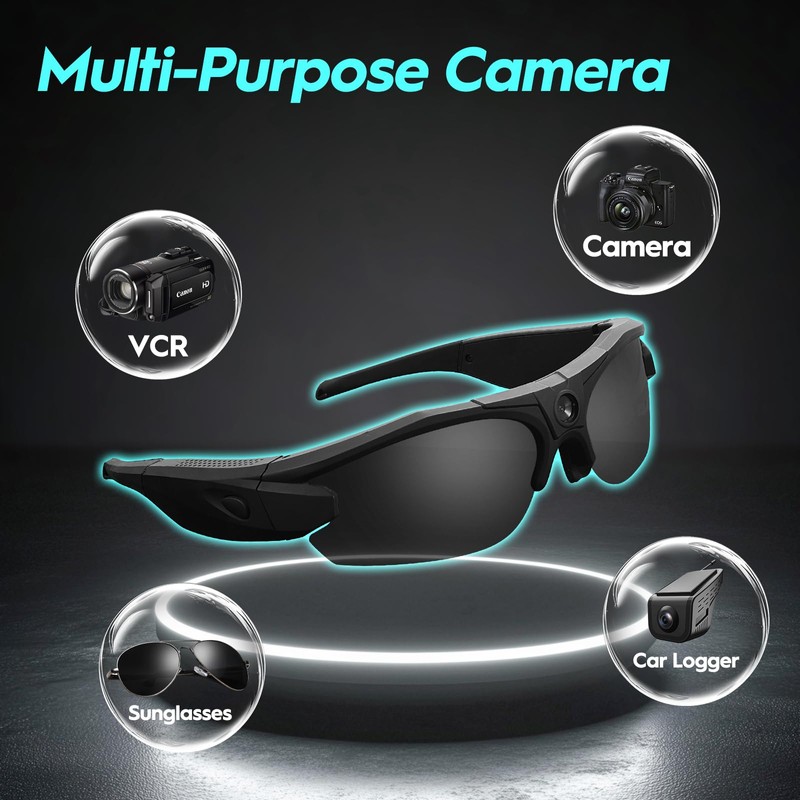 JJPOBYL Sport Camera with WiFi, Camera Sunglasses for Outdoor Sports