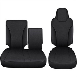 IKABEVEM Custom Fit Seat Covers for Isuzu NPR 1995-2005 40/60 Split Bench Faux Leather Car Seats Covers Black