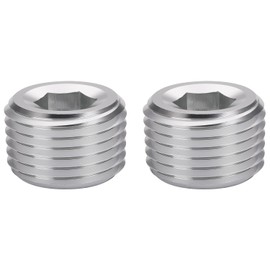 Podavelle 3/4 NPT Male Thread Allen Head Socket Pipe Plug Fitting Aluminum Silver, Pack of 2
