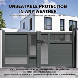 JUJAING DS-02 Universal Automatic Electric Gate Lock for 12-24V DC Swing Gate Opener Electromagnetic Gate Lock for Gate Operator System Device Safe Security Outdoor Closer Gate Lock